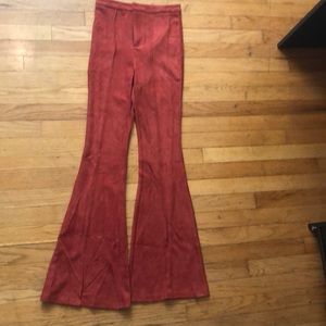 Suede, high waisted, flare pants